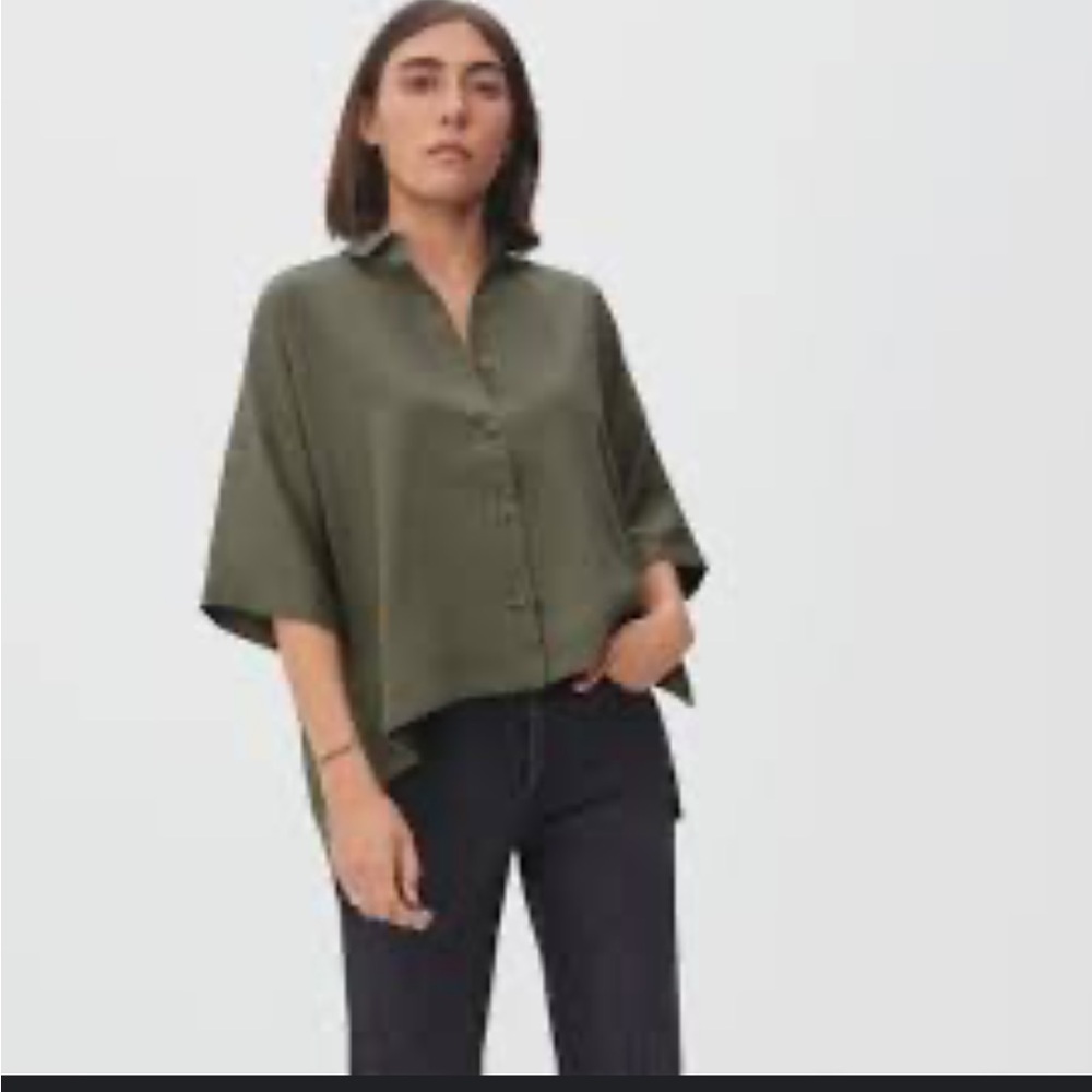 Everlane Olive Green Boxy Button-Down Shirt